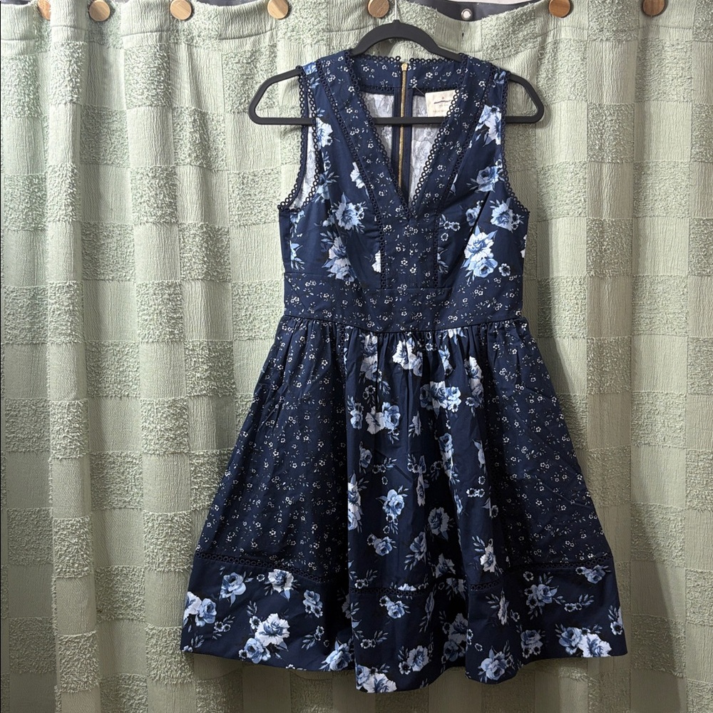 Kate spade Navy Floral Dress with Gold Zipper - Picture 6 of 12